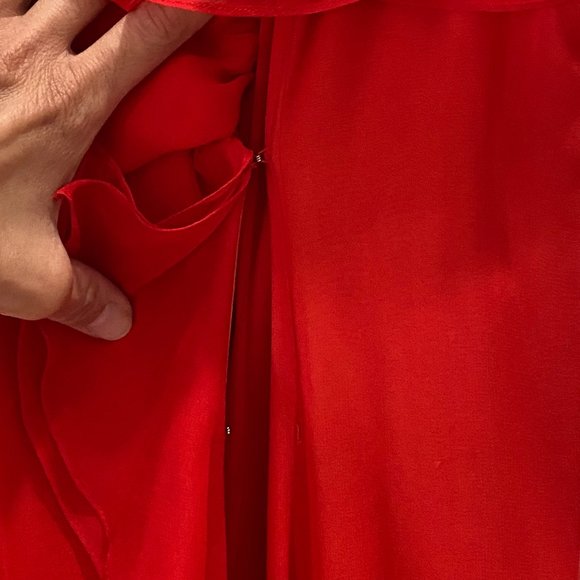 Elegant Red/Orange Silk Wrap Long Dress Size 4 - Picture 10 of 15